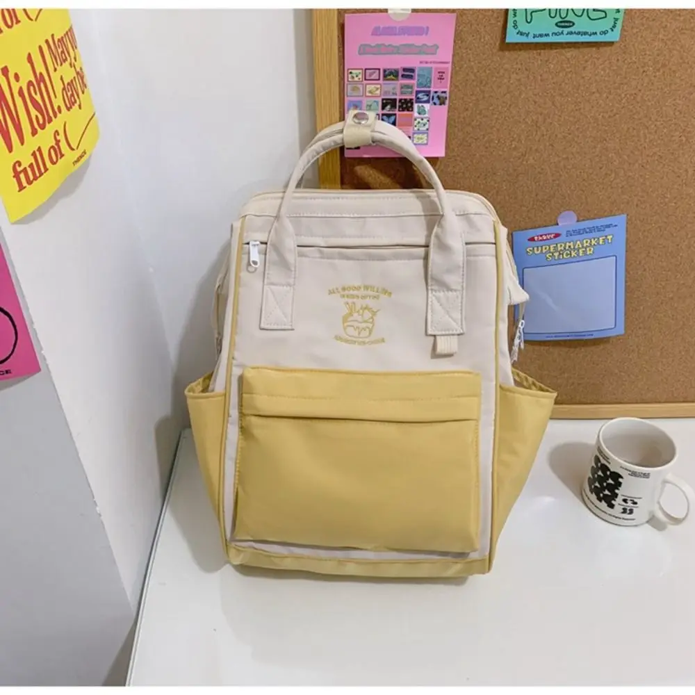Canvas Laptop Backpack New Lightweight Student Bookbag School Backpack Contrasting Colors Durable Schoolbag
