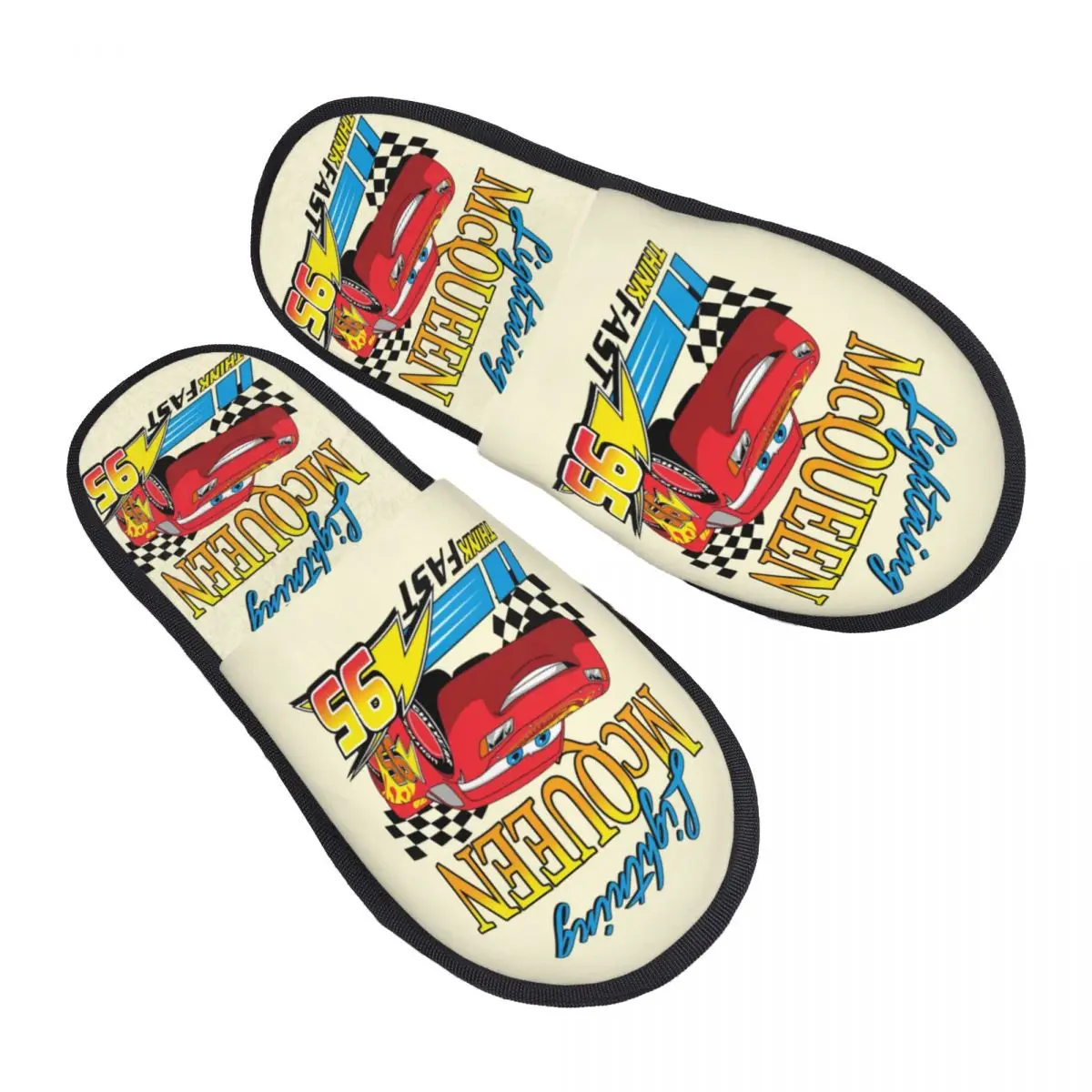 Custom Lightning McQueen Sport Car Guest Slippers for Bathroom Women House Slipper