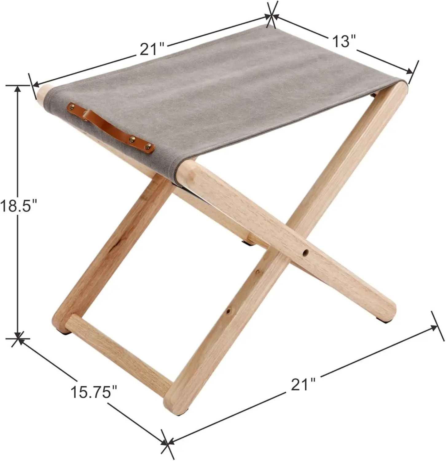 Folding Canvas Camp Stools Set of 2, Wood Folding Camping Stool Patio Portable Folding Foot Stool Slacker Chair for Garden Outdo