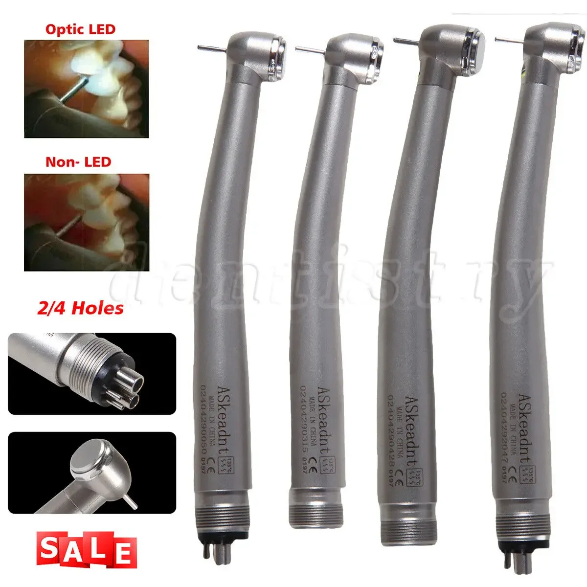 Dental Fiber Optic Led/No Led High Speed Handpiece Push Button Air Turbine 2/4 Holes Fit NSK Pana Max