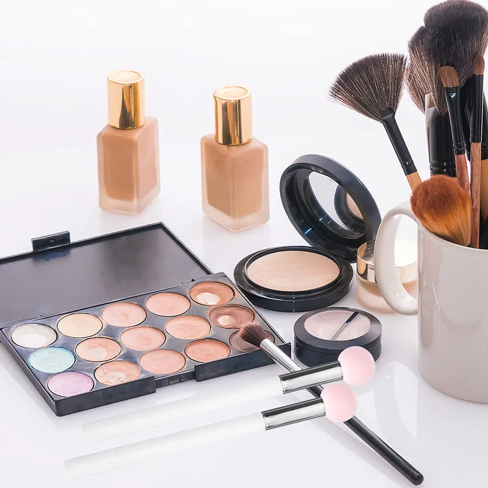 

6pcs Powder Makeup Brush Small Sponge Concealer Face Puff Wooden Handle Accessories Mushroom Head Tools Practical Useful Daily