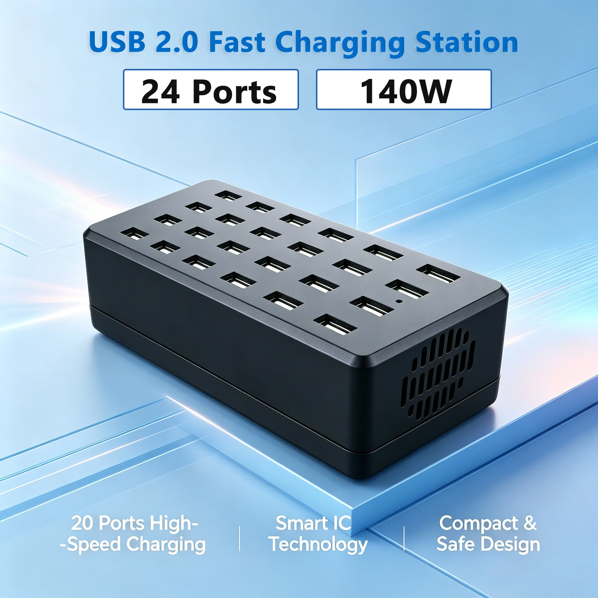 

120W Fast Charging Portable 24 Ports USB Charger Adapter Power Distribution Fast Heat Dissipation USB Charging Station