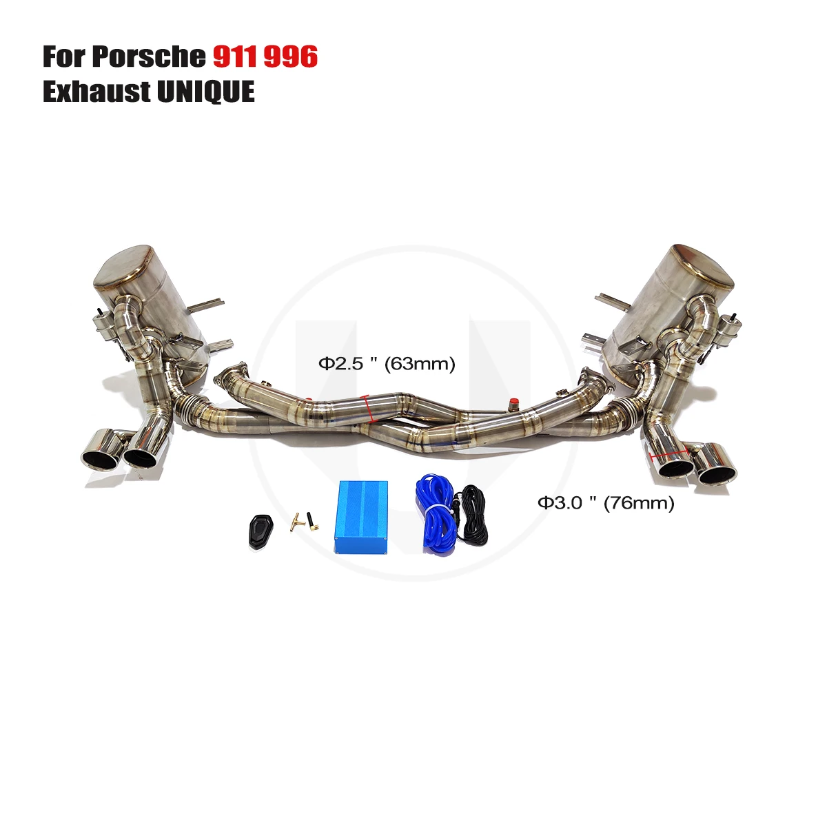 UNIQUE Designs 1998-2004 Porsche 911 996 3.6L TC4 titanium sports Valved  Exhaust System