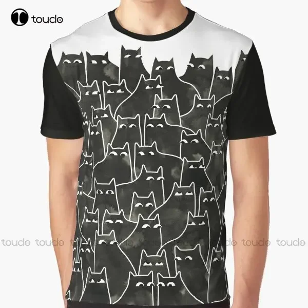 Suspicious Cats Graphic T-Shirt Vintage Tees For Women Digital Printing Tee Shirts Christmas Gift New Popular Xxs-5Xl Streetwear