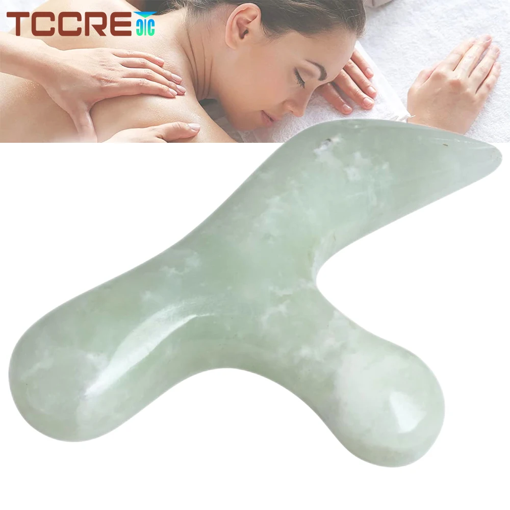 

Natural Jade Trigger Point Massage Gua Sha Tool Professional Lymphatic Drainage Tools Hand Face Neck Back Leg Foot Massage Relax