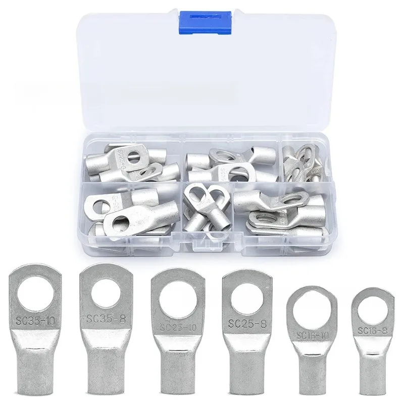 

SC Ring Terminals Eyelets Tubular Cable Lugs for Electrical Cable 30PCS Wire Lugs Battery Cable Ends