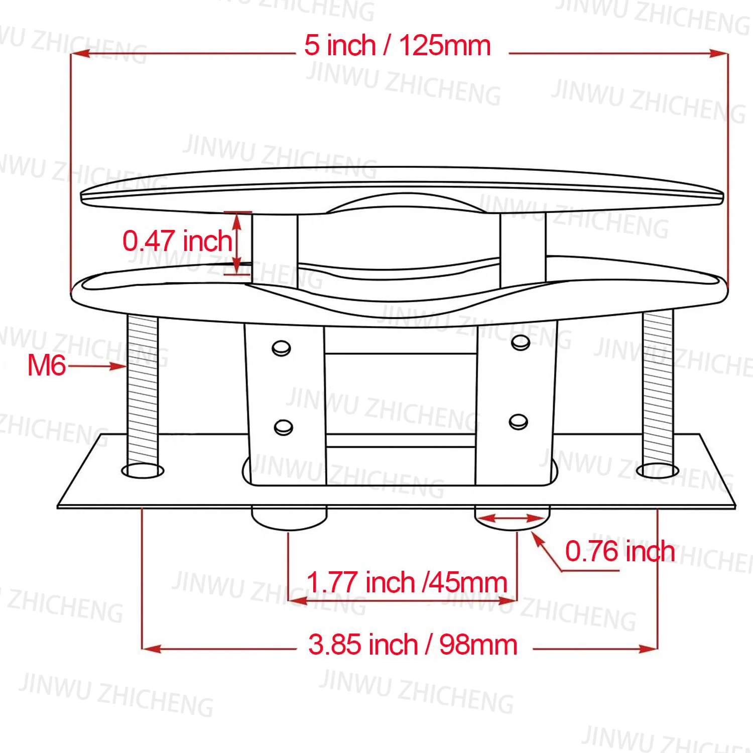 5 inch Boat Pull Up Cleat Flush Mount Dock Marine Docking Stainless Steel 316 Pop Up Retractable Mooring Rope Cleat