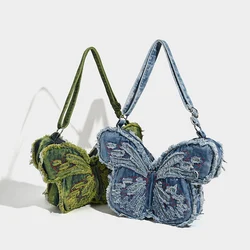 Women Large capacity embroidery butterfly backapck summer new Denim design shoulder bag casual wing bagpack girl Rucksack mochia