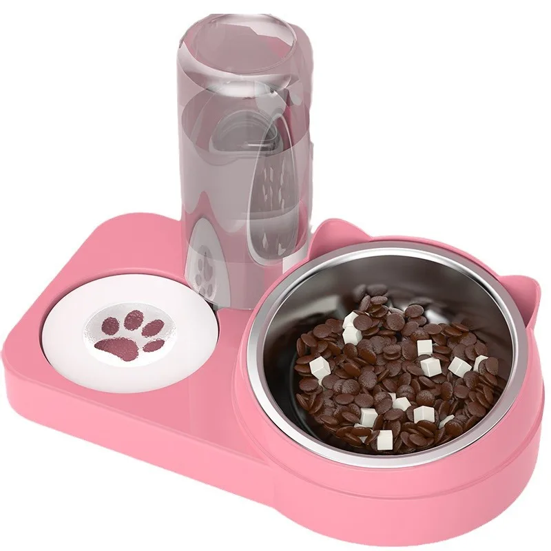 

Double-bowl Cat Bowl, Automatic Drinking Water Bowl, Dog Bowl, Dog Food Basin, Cat Feeding Utensils, Pet Supplies