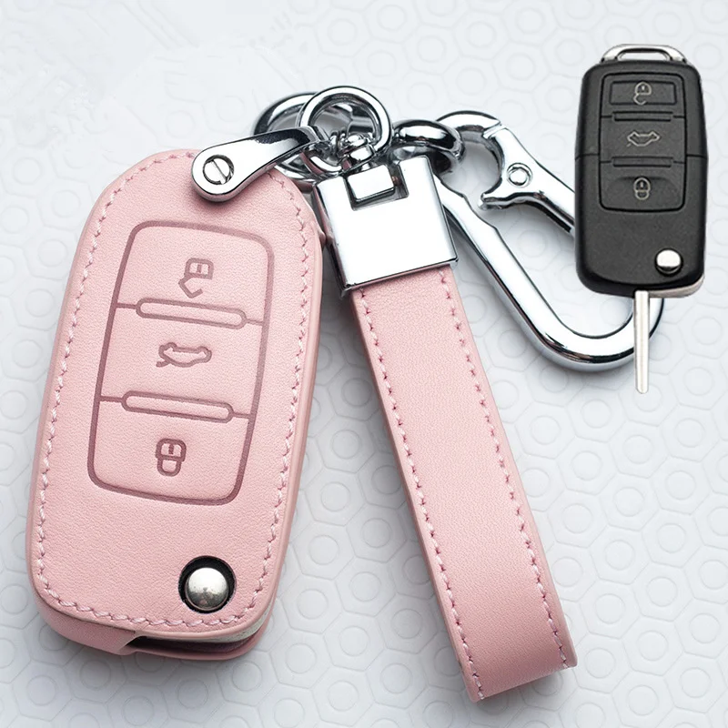 Leather Car Key Cover Case For VW Volkswagen Tiguan MK1 MK2 Magotan Passat B5 B8 Polo Golf 4 5 6 7 mk7 Jetta POLO Eos Scirocco