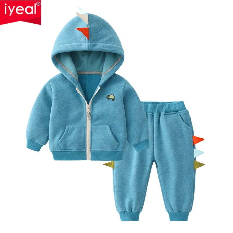 

IYEAL Autumn/Winter New Children's Clothing Set for 1-3 Year Old Boys and Girls Cute Dinosaur Casual Zipper Coat+Trouser Set