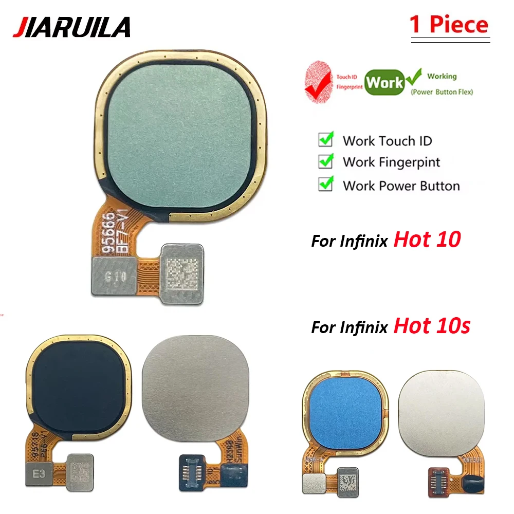

10Pcs For Infinix Hot 10s 10 Fingerprint Sensor Home Return Key Menu Power On Off Button Flex Ribbon Cable