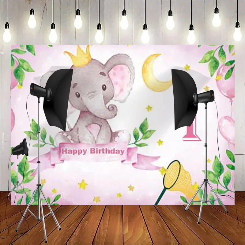 

Wild One Newborn Party Elephant Photography Backdrops Props Hundred days 1st Birthday Animals Photo Studio Background WP-20