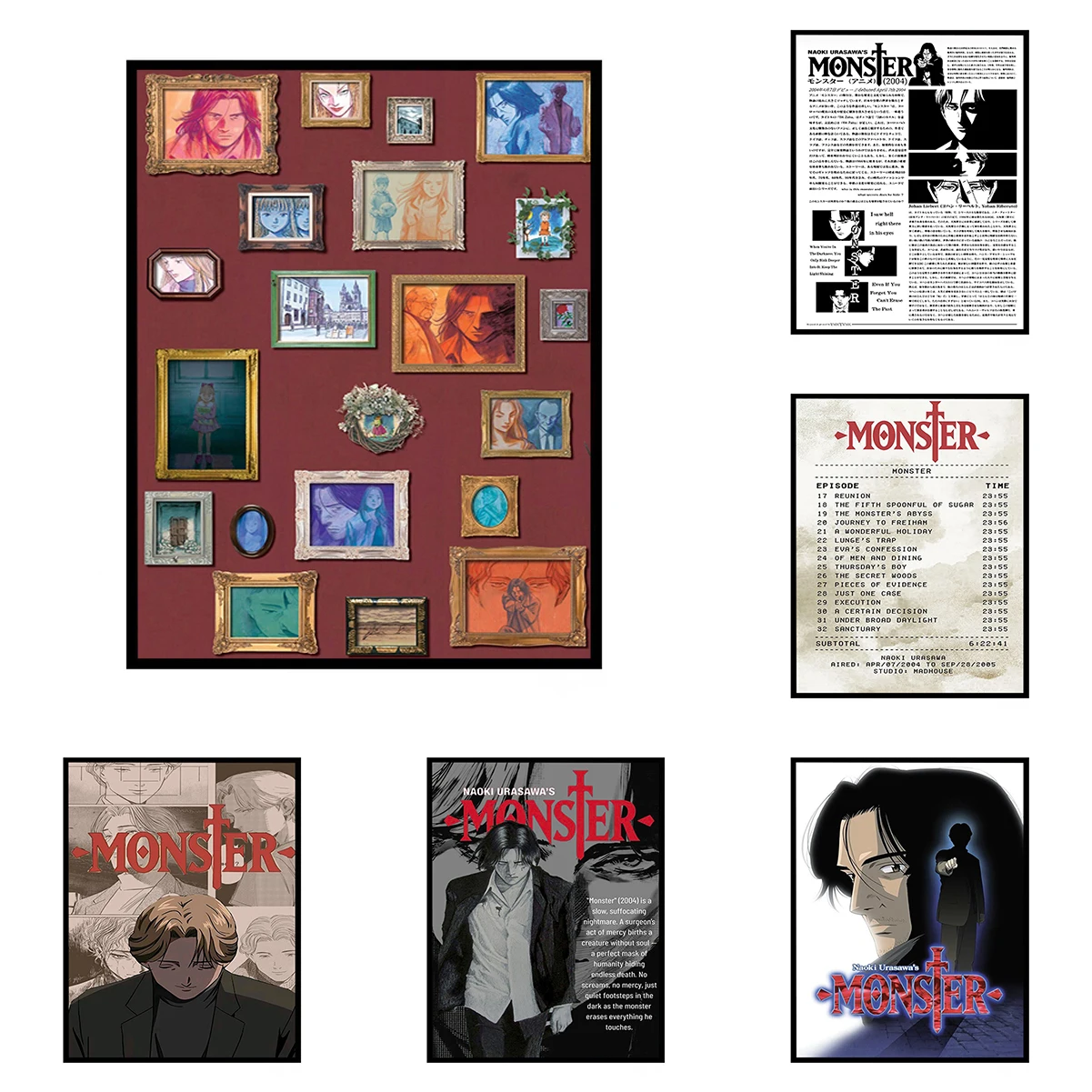 N-Naoki Urasawa S Monster أنيمي الكلاسيكية خمر ملصق صفائح الحائط الزخرفية للمنزل عناصر الديكور غرفة نوم الديكور غرفة الفن
