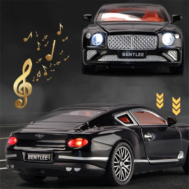 1:32 Continental GT Alloy Luxy Car Model Diecasts Metal Car Vehicles Model Simulation Sound and Light Collection Kids Toys Gifts