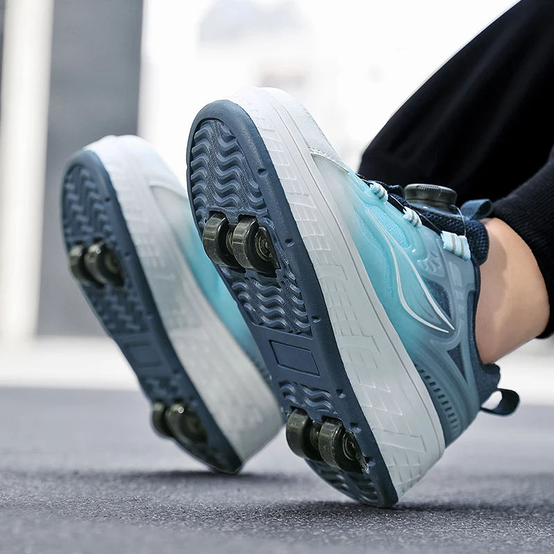 كعب شتوي وخريفي للأطفال: حذاء دوار دافئ جديد غير مرئي بأربعة عجلات قابل للسحب (للأولاد والبنات) #2