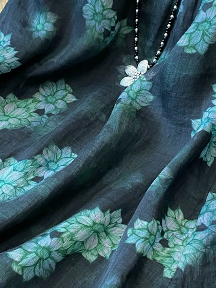 Cinturino estivo sottile in cotone e lino floreale retrò Dr Donna Anti-età Dimagrante Base di piccole dimensioni Svel Linen Dr