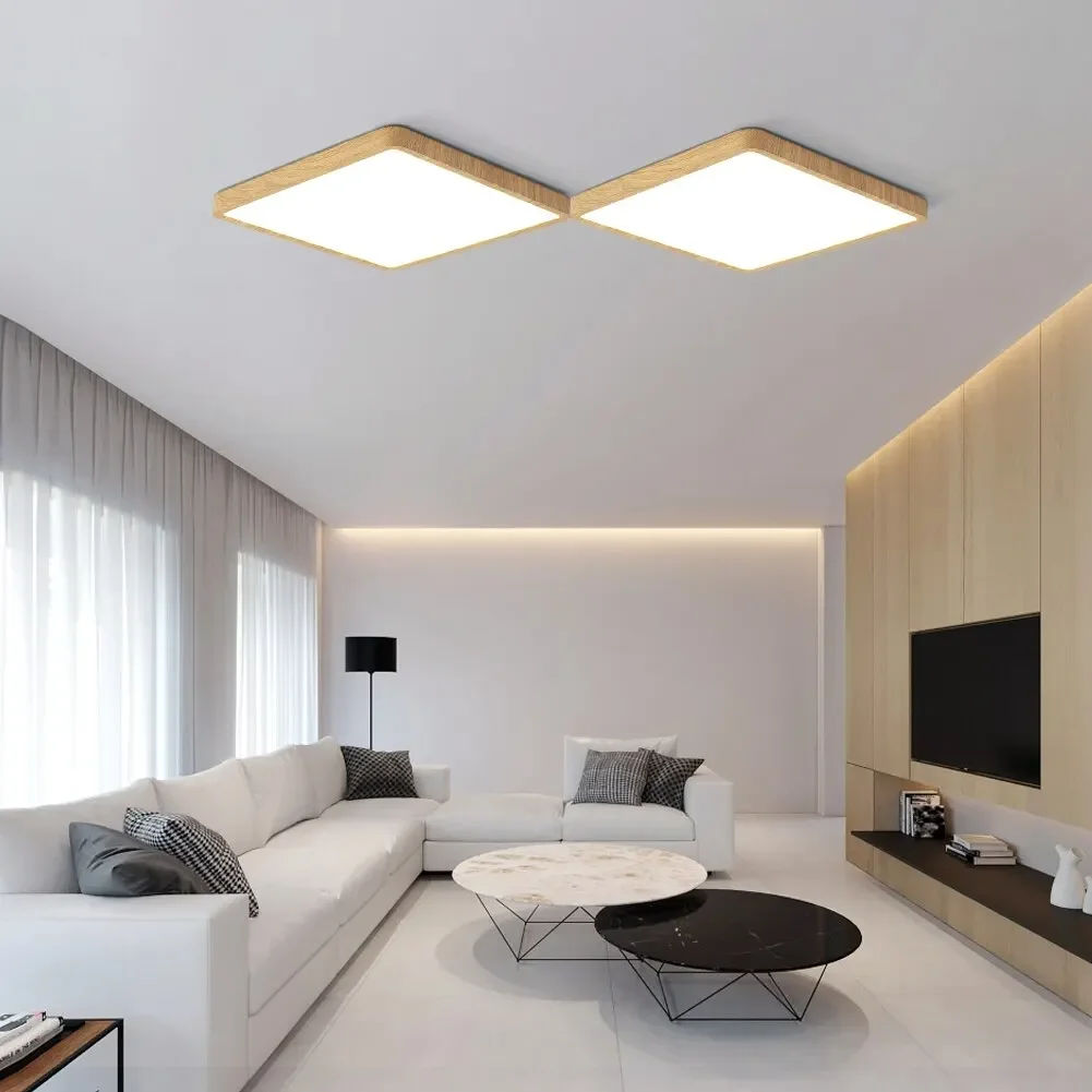 

Tuya Smart 36W LED Ceiling Lamp Wood Grain Square Design with Alexa Google Voice Control for Home