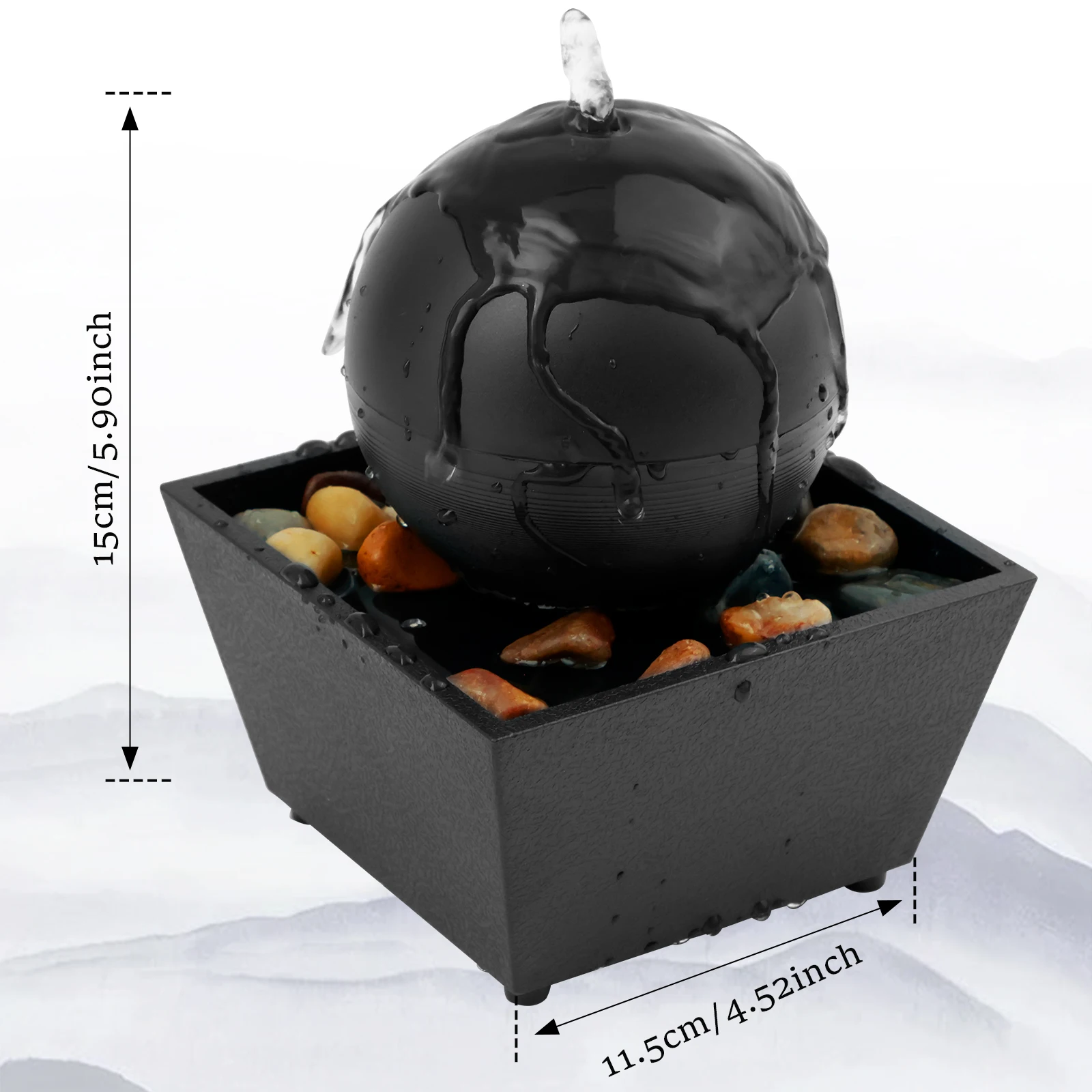 NONE Tisch-Wasserfall, Heimdekoration, Entspannung, Meditation, Desktop-Brunnen mit weichen Lichtern, fließendes Wasser, Ornamente, Muttertagsgeschenke 4