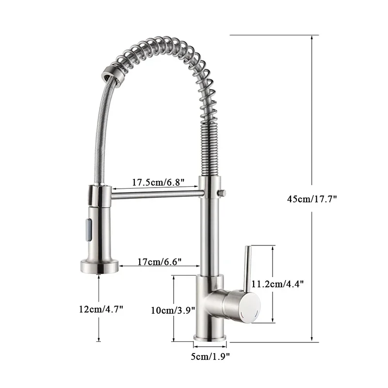 360 Degree Rotation Stream Sprayer Nozzle Kitchen Sink Hot Cold Taps Spring Brushed Nickel Kitchen Faucet Deck Mounted Mixer Tap