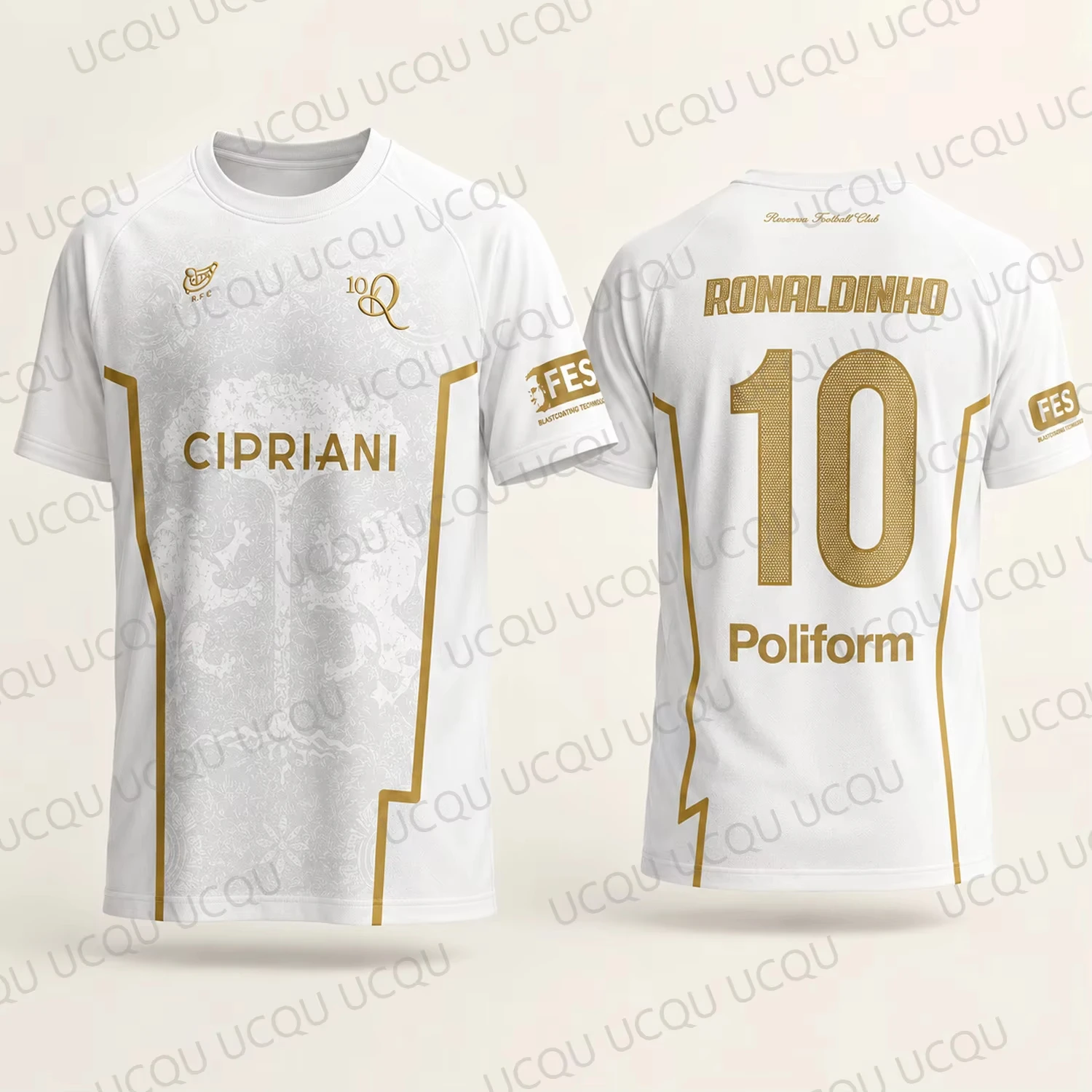 2026 New ITALY Ronaldinho Limited Edition Football Jersey No.10 Retro Soccer Shirt Gold White Fan Collection Tee