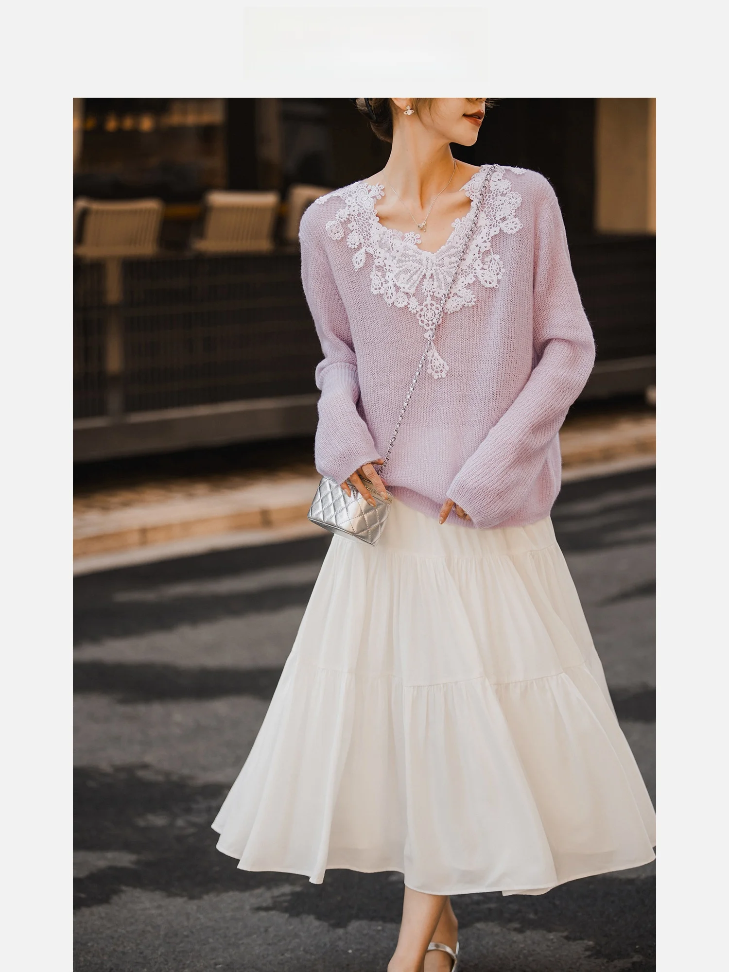 

Новинка весенней коллекции: Женский вязаный свитер с V-образным вырезом, дизайн «Сакура», с цветочным декором, фиолетовый, для повседневной носки