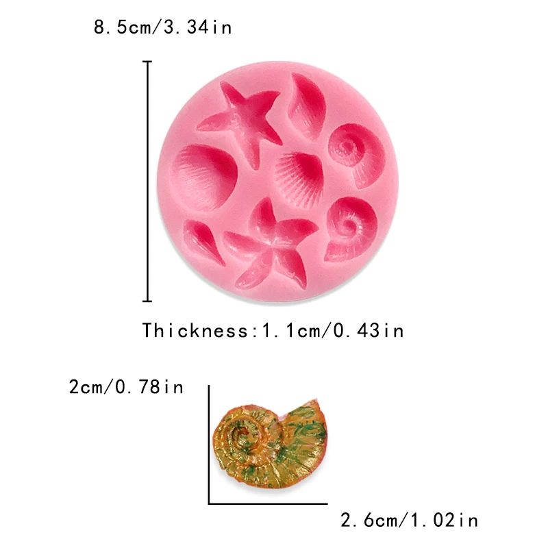 Sea shell conch Mermaid tail fondant silicone mold DIY cartoon baked cake decoration decorative clay drop glue grinding tool