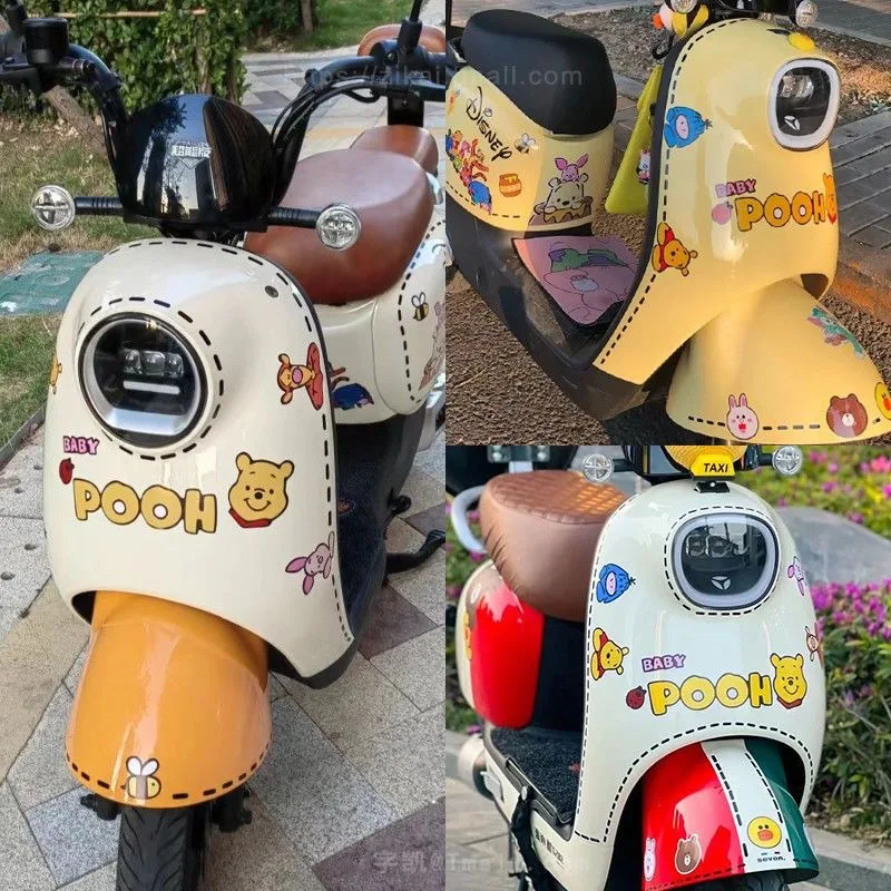 Disney Cartoon Cute Winnie The Pooh Electric Car Stickers Decoration Motorcycle Luggage Scratch Cover Stickers Wholesale