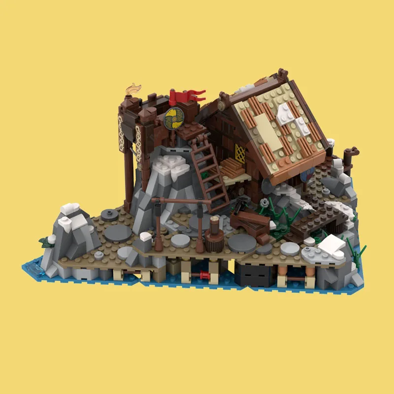 بقعة MOC-206374 فايكنغ قرية اللبنات منزل القرون الوسطى الطوب بناء الإبداعية بناء نموذج اللبنات للأطفال