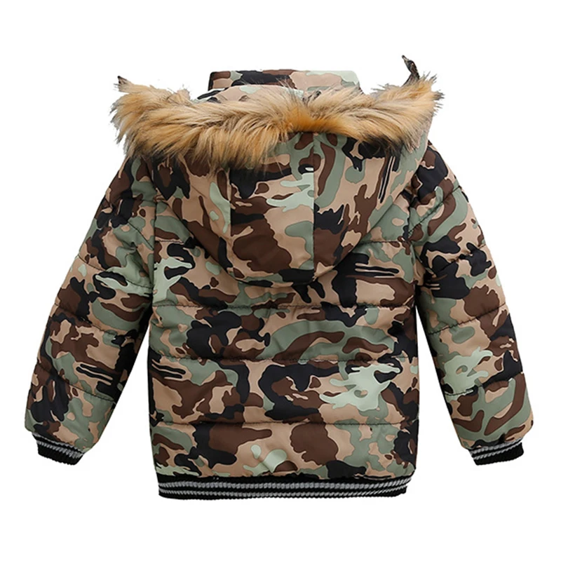 2-6 Years Autumn Winter Boys Jacket Warm Fur Collar Fashion Baby Girls Coat Hooded Zipper Outerwear Birthday Gift Kids Clothes