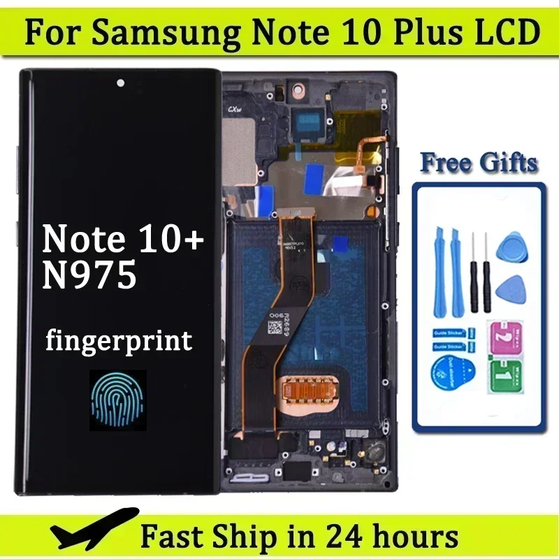 AMOLED  Screen For Samsung Note10+ N975F Lcd Display Touch Screen with Frame For Note 10 Plus Support S Pen Fingerprints