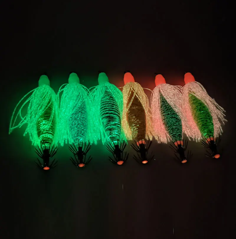 

AS Hard Bait Glow Soft Shrimp Anglers Hook Crowns 10g12g Squid Jigs Sea Fishing Lure Set Artificial Cuttlefish Octopus Baits