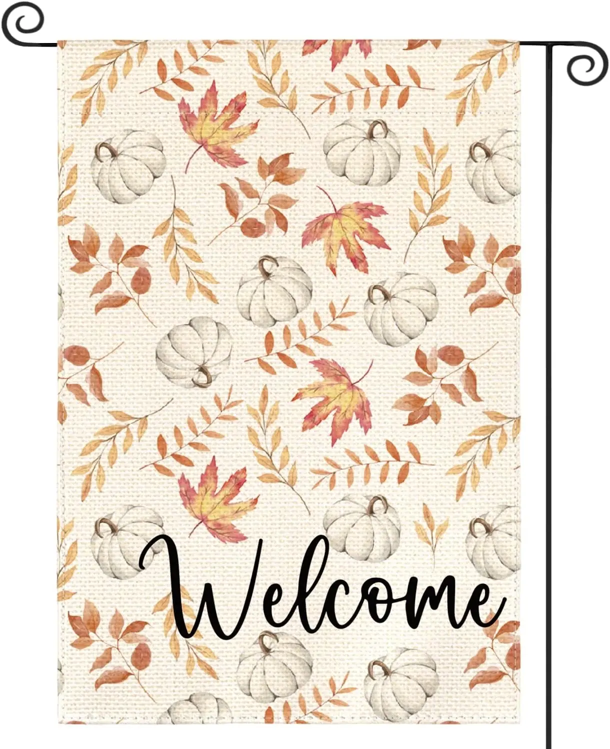 AVOIN colorlife Fall Garden Flag 12x18 Inch Double Sided Outside, Welcome Autumn Pumpkin Maple Leaf Seasonal Yard Outdoor Flag