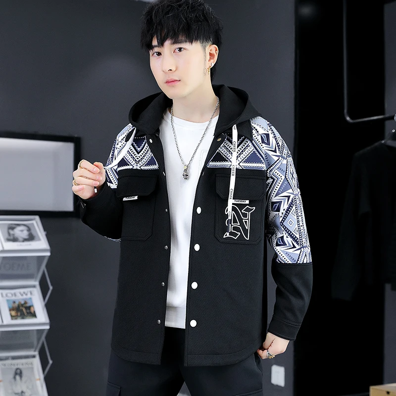 

2024 New Spring Autumn Brand Men's Print Zipper Jacket Casual High Quality Hooded Baseball Jacket Outdoor Sports Coat