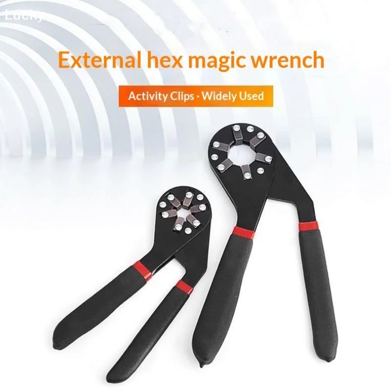 6/8 Inch Multi-purpose Hexagonal Alloy Steel Manual Clampable Movable Hexagonal Wrench For Bolt Nut Pipe Car Home Repair