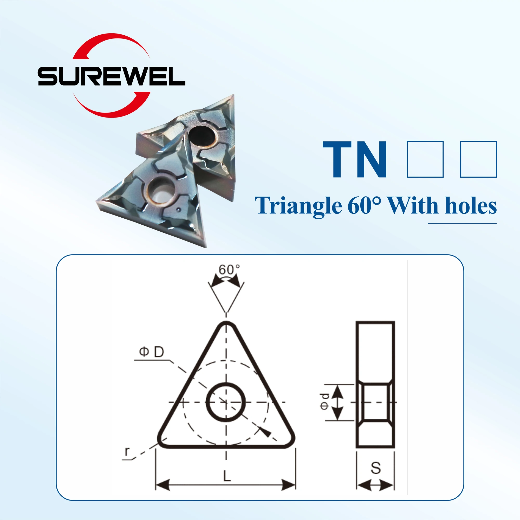 SUREWEL 10PCS CNC Stainless Steel Turning Inserts TNGG160402-SK TNGG160404-SK Swiss Lathe internal hole fine turning inserts