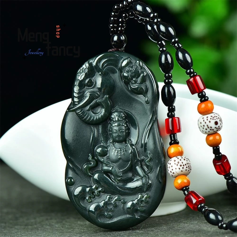 Pendentif Guanyin naturel Hetian Green, amulettes bouddhistes exquises de haute qualité, breloque de luxe, bijoux fins, cadeau de vacances, mode, diversifier