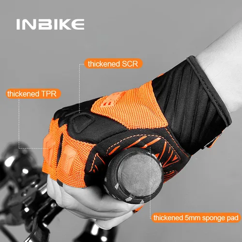 Imagen 2 del producto INBIKE-guantes de ciclismo de medio dedo, antibacterianos, absorbentes del sudor, transpirables, absorbentes de golpes, accesorios para bicicleta de montaña