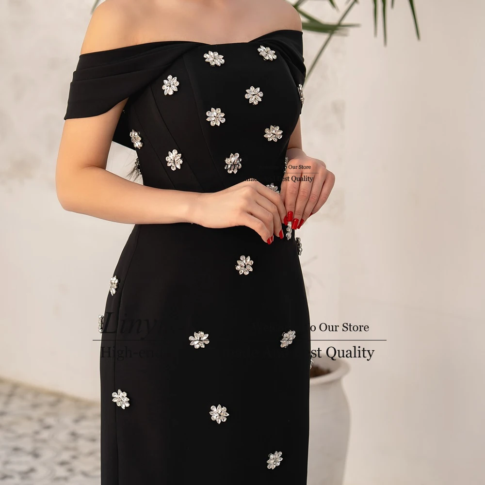 الماس زهرة مساء رداء حفلات 2025 قبالة الكتف مستقيم الزفاف فساتين لحضور الحفلات الموسيقية مخصصة بلا أكمام vestidos de cerimônia