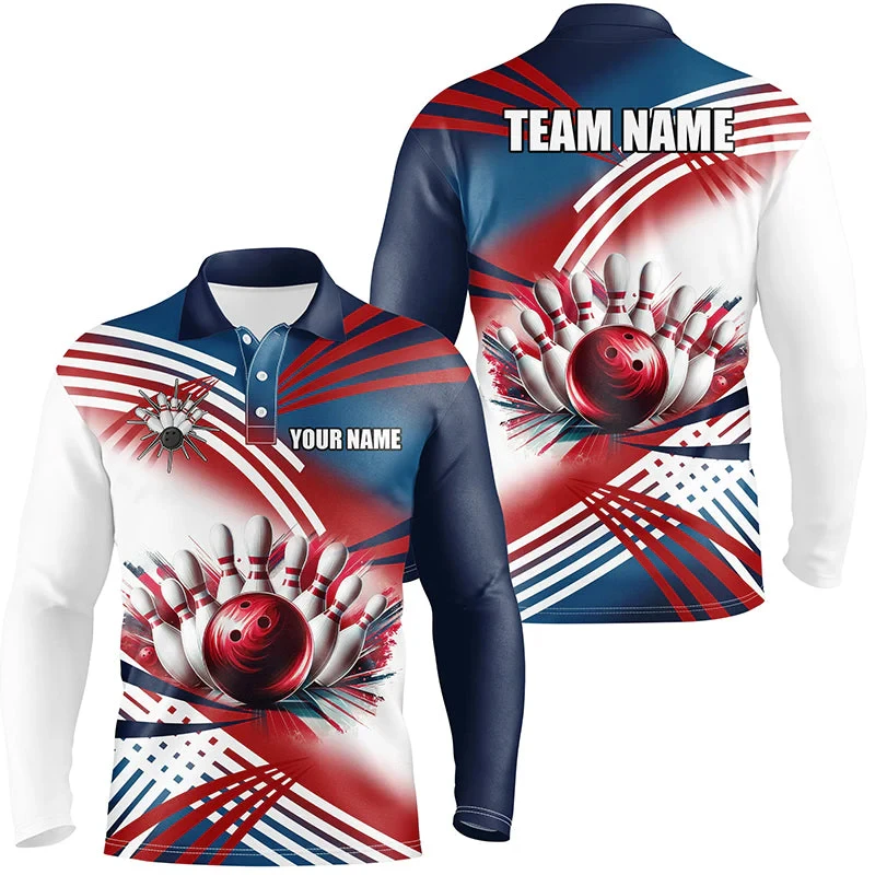 

Fashion Creative Design Bowling Polo Shirt 3D Print Personality Custom Team Name Jersey Outdoor Sports Long Sleeve Loose Clothes