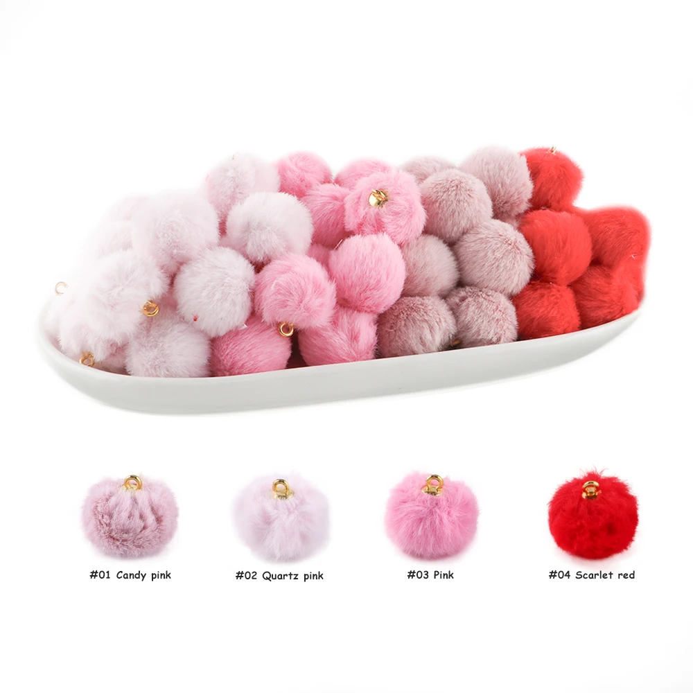 20 قطعة غطاء الفراء القطيفة الكرة الكرة الخرز Charms قلادة DIY بها بنفسك Pompom قلادة قلادة أقراط لصنع المجوهرات العثور