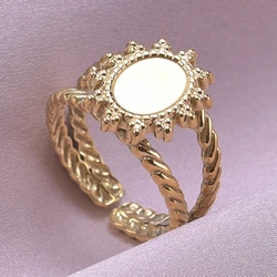 Double Layered Twists Sun Rings For Women Men Accessories Stainless Steel Adjustable Ring Jewelry Anillo Acero Inoxidable Mujer