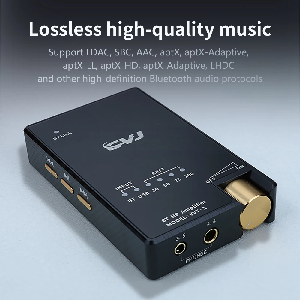 CVJ VVT-1 Dual ESS9039Q2M Portable Bluetooth 5.3 Decoding Headphone Amplifier Qualcomm QCC5125