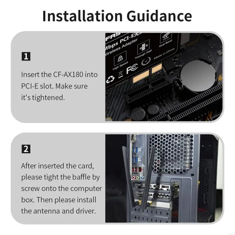N84B AX180 Desktop PCI-E WiFi6 Wireless Card 1800M Dual Band WiFi6 Gigabit Ethernet Lan Adapter WIFI Antennes