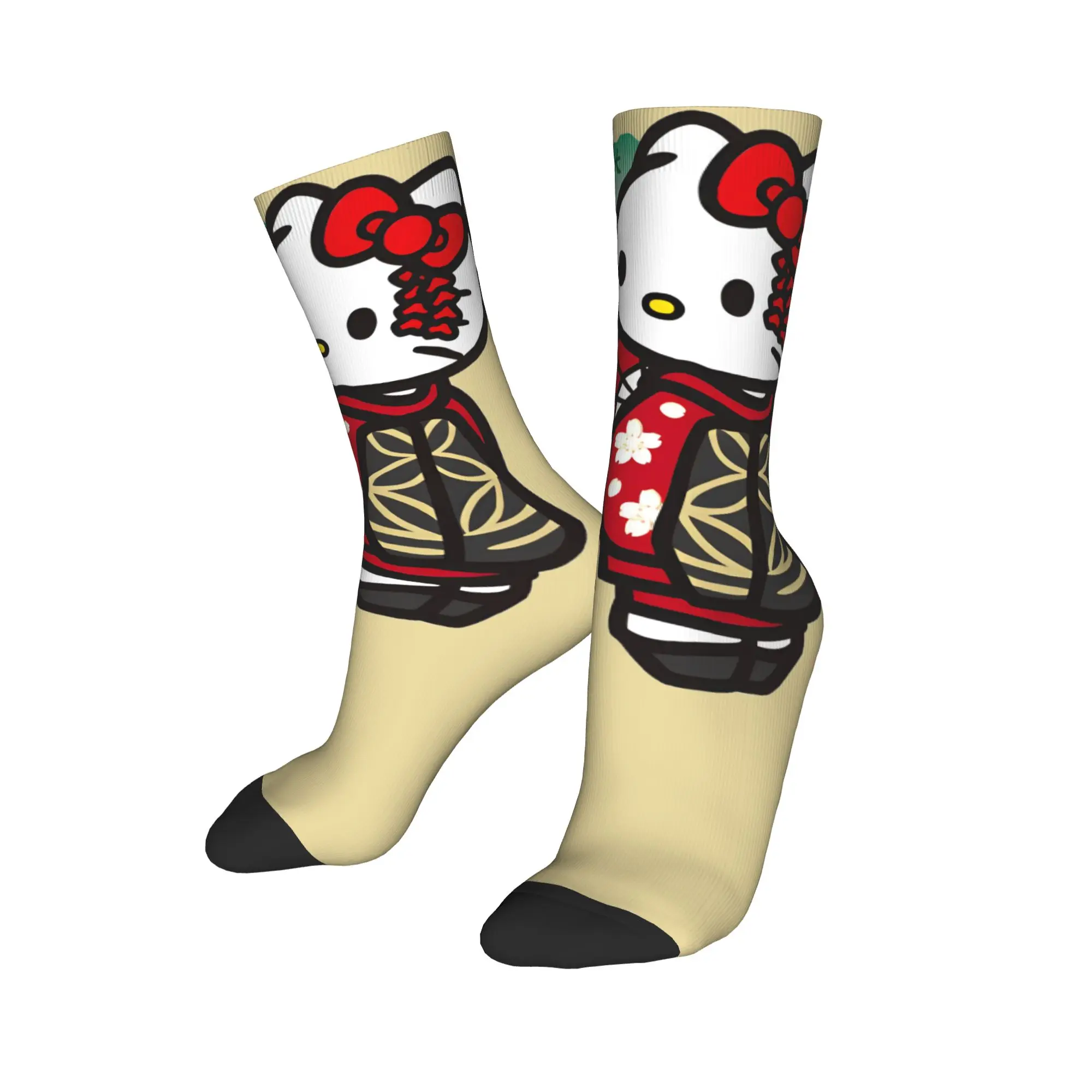 Skarpetki Hello Kitty Maiko Jesienne Podkolanówki Śmieszne Skarpetki dla Par Oddychające Skarpetki z Motywem Skateboardu Antypoślizgowe
