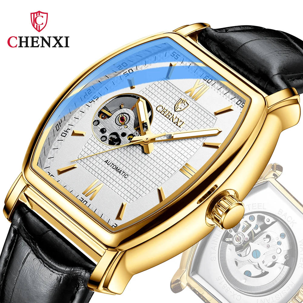 High-end Luxury Man Watch Automatic Mechanical Watches for Men Business Fashion Leather Belt Golden Wristwatch Waterproof Clock