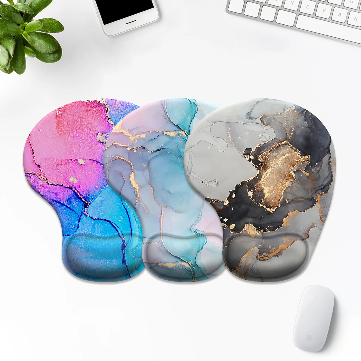 

1pc Colorful Art Marble Design Wrist Mouse Pad Ergonomic Soft Anti-Slip Wrist Rest Support Mat Computer Mouse Pad For Office PC