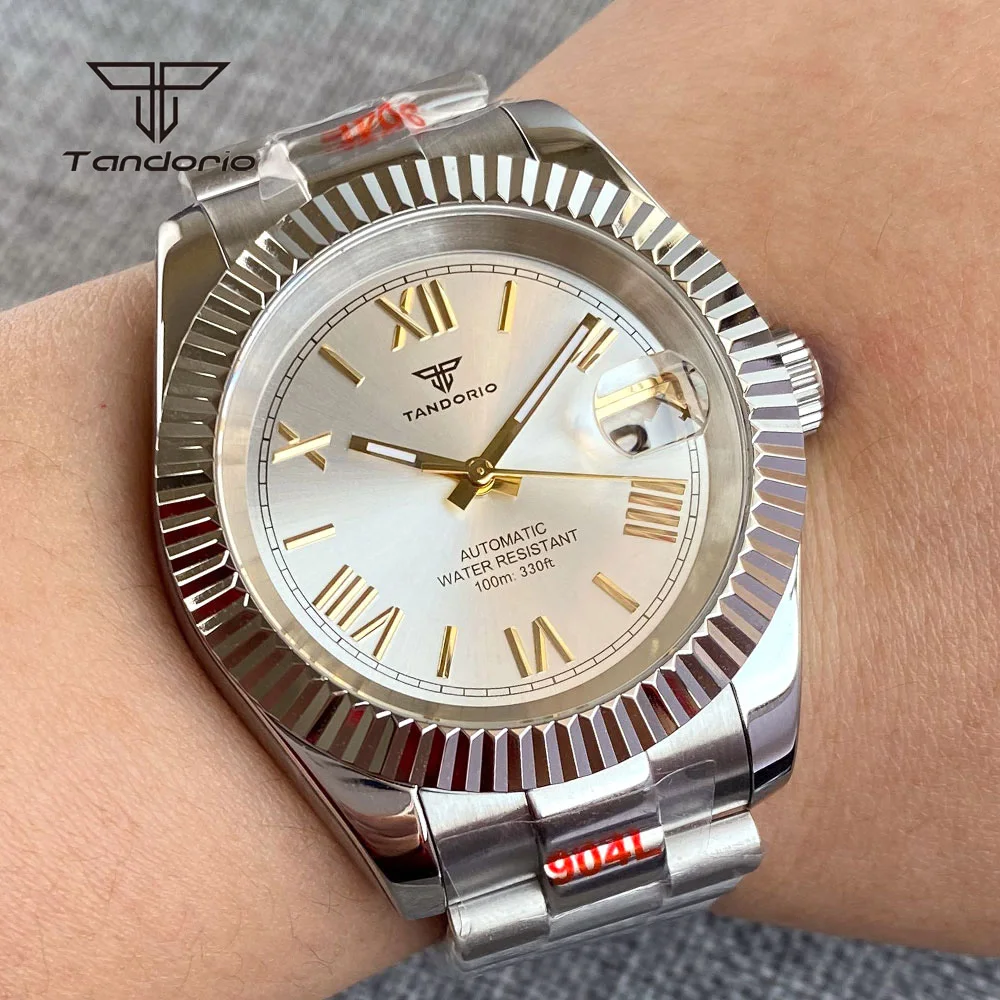 

Tandorio NH35 Sapphire Automatic 39mm Stainless Steel Watch for Men Sunburst Vintage 36mm Mechanical Wristwatch Date Roman Marks