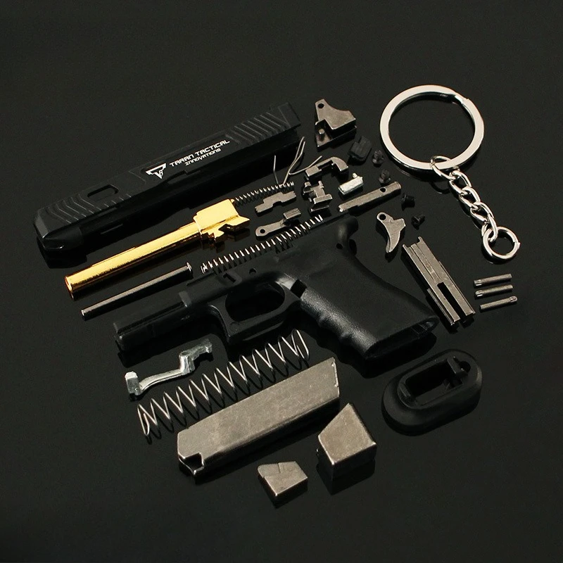 7cm/2.75in ttiG34 Battle Master Glock Toy Gun Keychain 1:3 Removable Semi-alloyed nylon Metal Pendant Models Boys Gifts Ornament