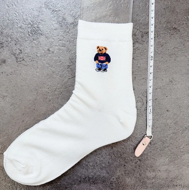 Good Quality Cartoon Gentleman Bear Men\'s Socks Cotton Harajuku Style Sport Boys Skateboard Novelty Breathable  Christmas Gifts